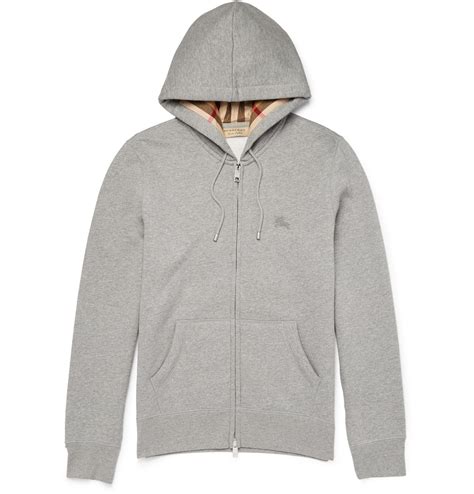 grey burberry zip up hoodie.